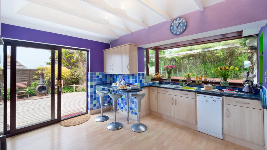 The vibrant kitchen in our Holiday Cottage Cornwall