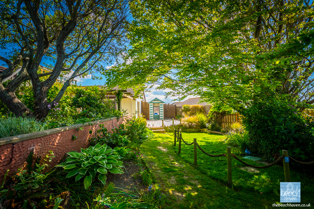 The back garden of the Beach Haven, dog-friendly holiday cottage in Cornwall