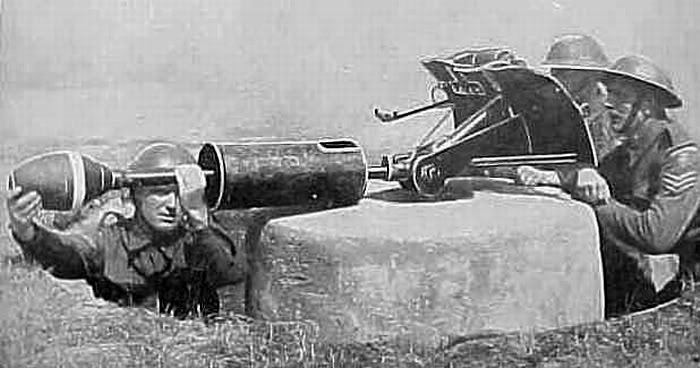 The spigot mortar in action.