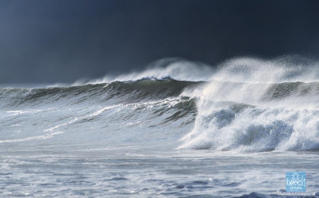 Stormy seas at Crooklets beach