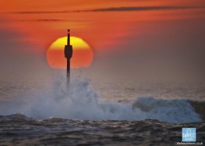 Sunset behind Barrel Rock