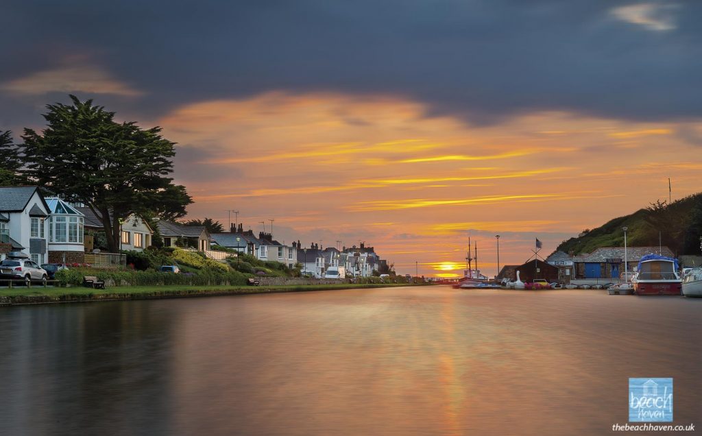 Midsummer sunset over Bude Canal wharf