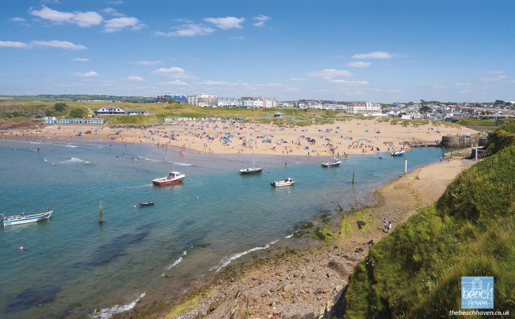 The harbour and Summerleaze beach on a glorious summer day